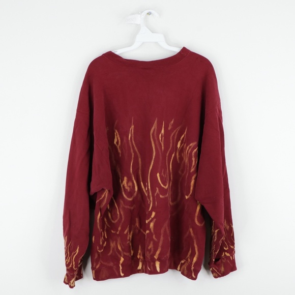 Vintage 90s Nike Mini Swoosh Flames Sweatshirt Red - Picture 6 of 12